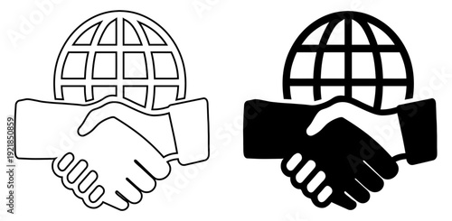 Global Business Handshake Partnership and Cooperation Vector Icon