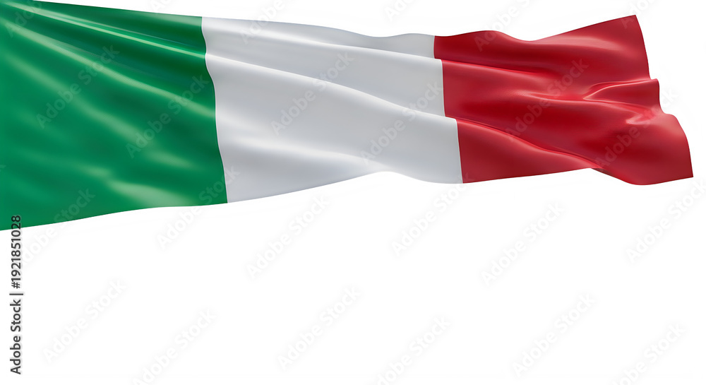 Obraz premium Italian flag waving fabric texture with realistic folds isolated on transparent background