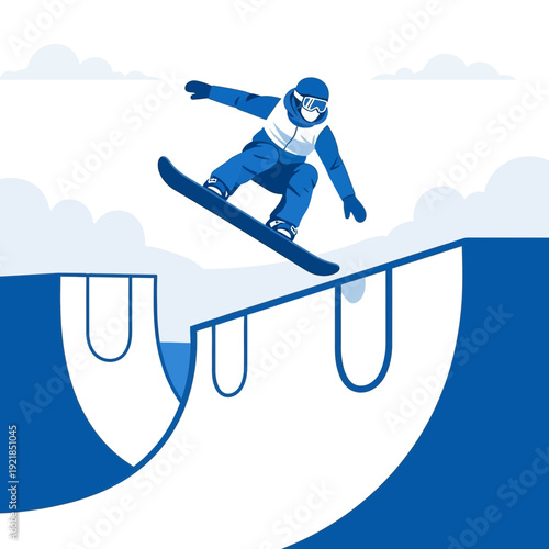 Extreme Snowboarding Athlete Performing A Jump On A Ramp