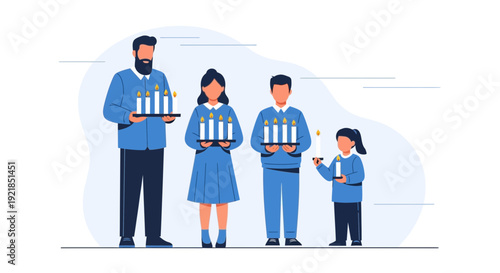 Family Holds Candles Together A Symbol Of Unity And Light