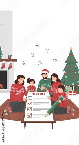 Family Planning Festive Activities Awaiting Christmas Joyful Preparations
