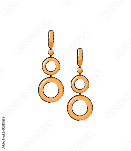 Vector illustration of dangle earrings.