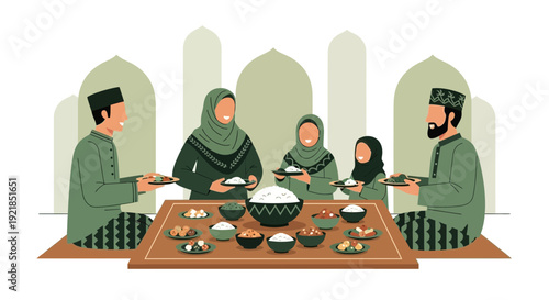 Family Sharing A Festive Meal Together In A Traditional Setting