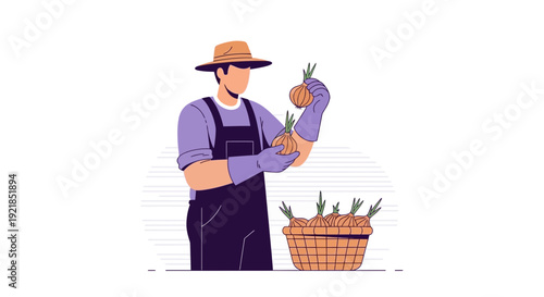 Farm Fresh Onion Harvest Collection For Agricultural Design