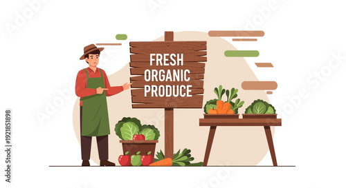 Farm Fresh Organic Produce Displayed by Cheerful Farmer