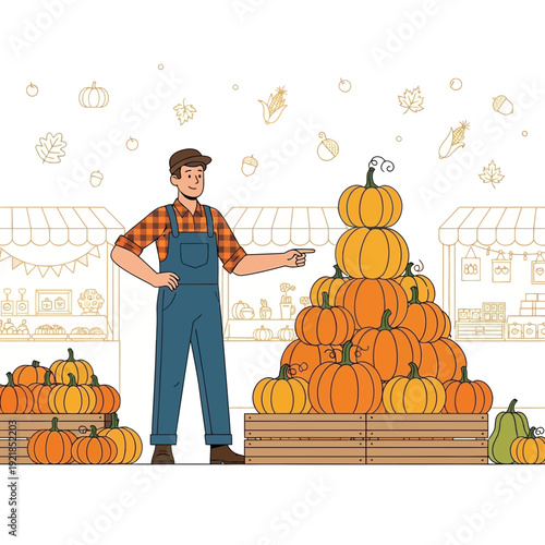 Farmer Showcases Abundant Pumpkin Harvest Season Display