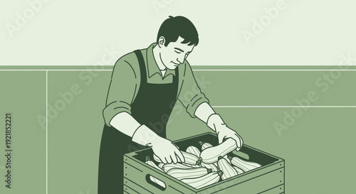 Farmer Sorting Fresh Produce For Distribution And Sale