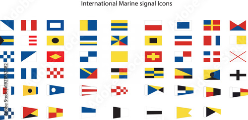 An international set of world flags featuring for Marine signal country icons and symbols for France, Germany, Italy, Spain, Russia, and the USA as vector map buttons for global web illustration