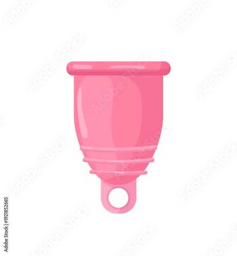 Vector illustration of a pink menstrual cup on a white background.