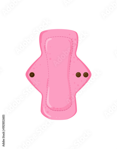 Vector illustration of a reusable pink sanitary pad on a white background.