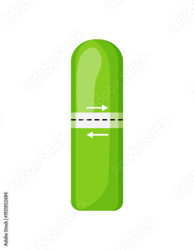 Vector illustration of a green tampon applicator on a white background.