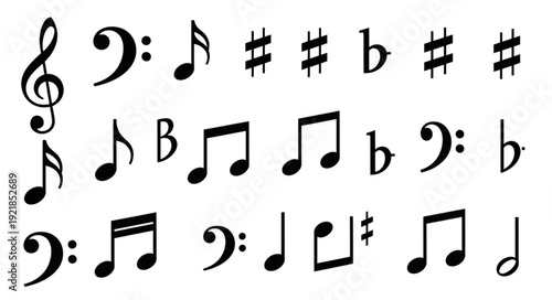Collection of Musical Notes and Symbols.