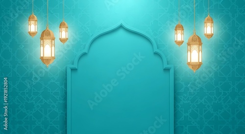 Elegant Islamic Arch Lantern Background Celebration