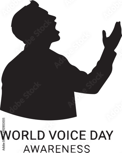 Silhouette of a Man Speaking or Singing for World Voice Day Awareness