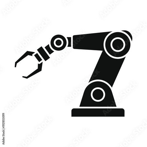 Black robotic arm icon on a illustration, ui elements