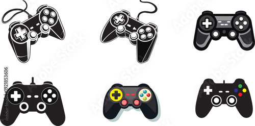 video game controller icons. joy stick icon set. game console icon