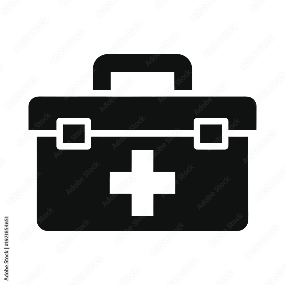Obraz premium Black first aid kit icon on isolated, ui elements
