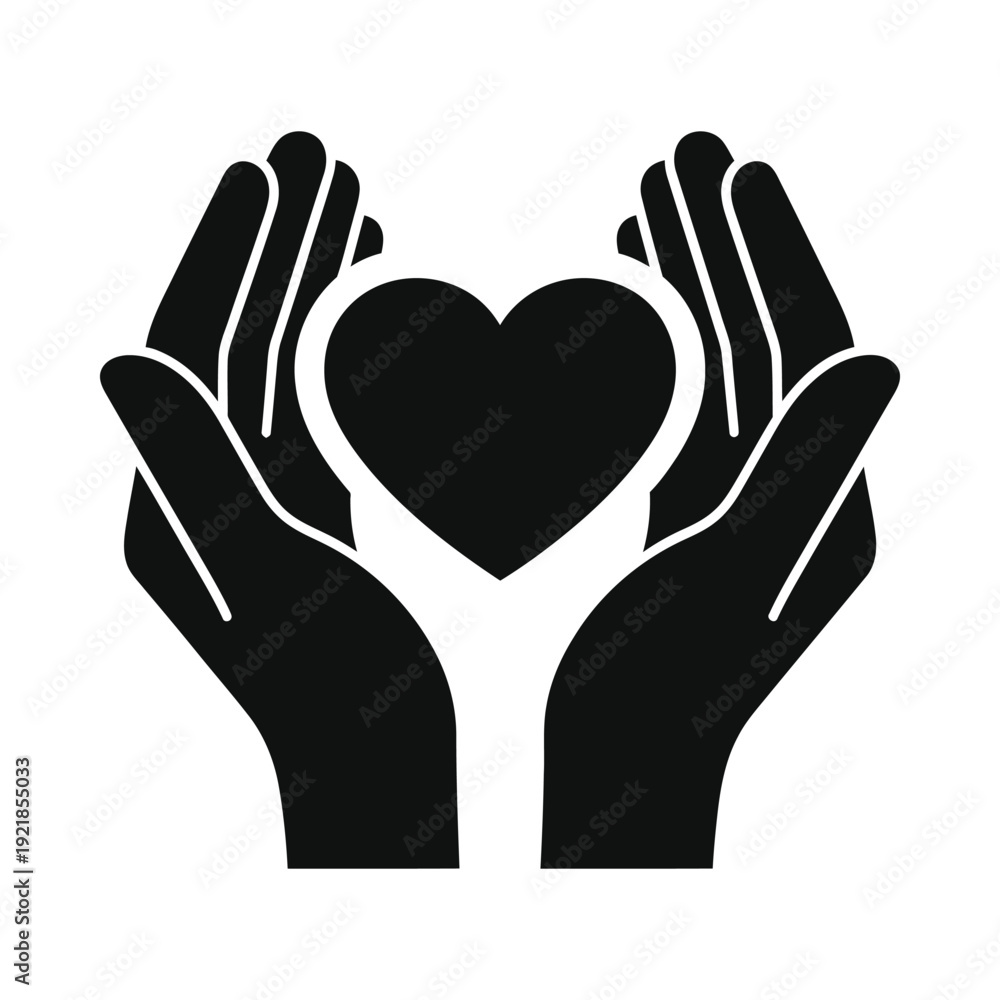 Fototapeta premium Hands holding a heart shape symbolizing love and care, ui elements