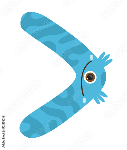 Vector illustration of a blue monster greater than sign. The character is cartoonish and designed for children's illustrations and games.