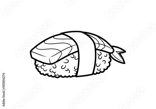 Simple Line Drawing of a Salmon Nigiri Sushi Roll - EPS Vector