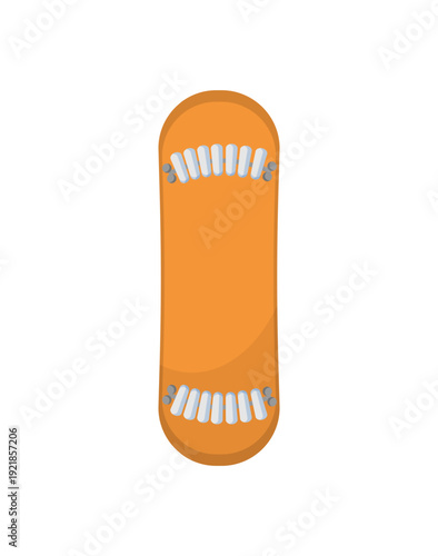 Vector illustration of an orange skateboard with grip tape on a white background.
