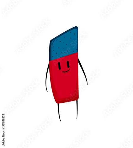 Vector illustration of a cartoon eraser character with a face and arms.