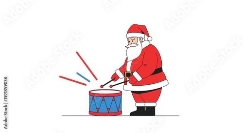 Festive Santa Claus Playing Drum With Red and Blue Accents