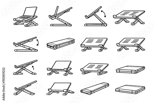 Icons laptop portable profile stand device guards icon leg edge vector riser