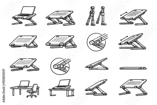 Legs desk points laptop elevation vector ergonomic icon riser build hinge silicone