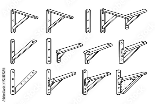 Vector joint bracket silhouette plate modern shelf clean icon metal wall spaced