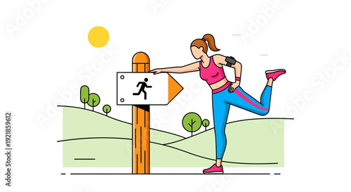 Fitness Journey And Outdoor Running Adventure Direction Sign