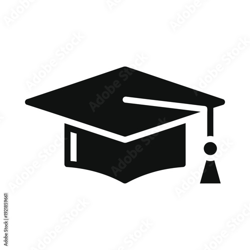 Black graduation cap icon on isolated, ui elements