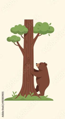 Forest Dweller Ascends Sturdy Tree Trunk in Nature's Embrace