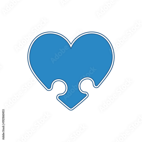 Blue heart shaped puzzle piece icon symbolizing love and unity.
