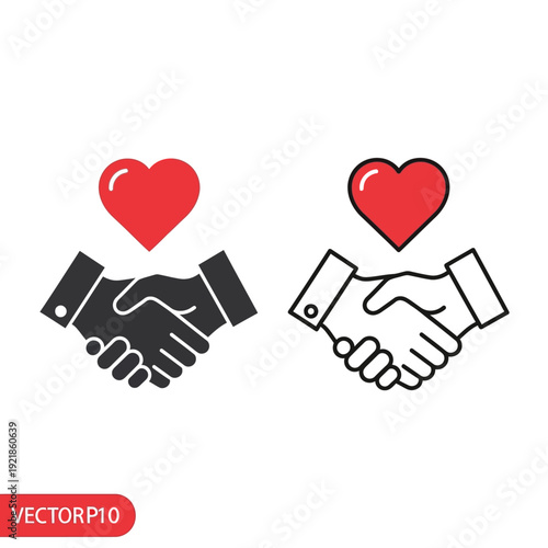 Handshake and Heart Symbolizing Partnership and Love.