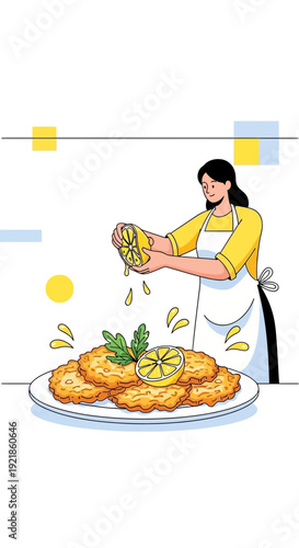 Freshly Prepared Savory Pancakes Garnished With Citrus Zest and Herbs