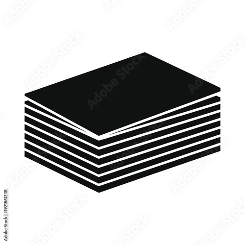 Stack of black paper sheets, ui elements