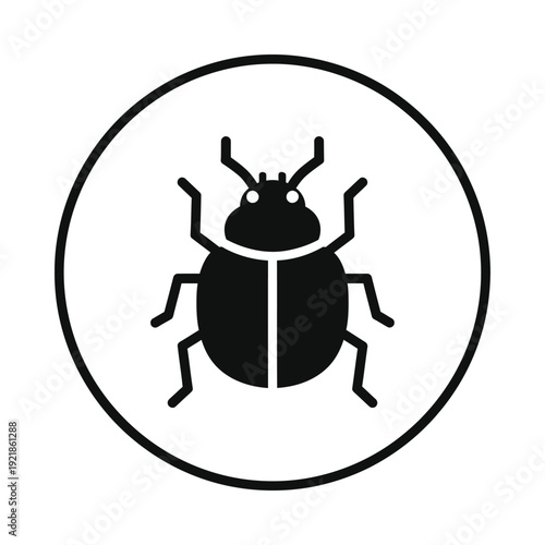 Simple black beetle icon on isolated, ui elements