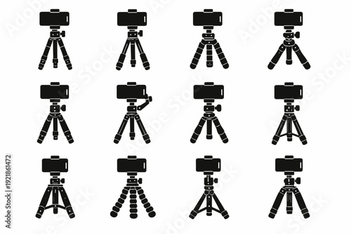 Tripod materials components sturdy icon grip simple concept vector reliability idea image