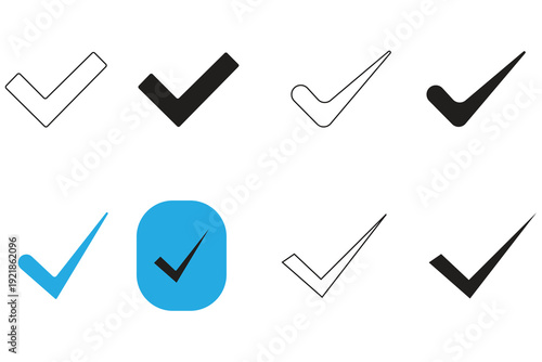 Collection of various checkmark symbols in different colors and styles
