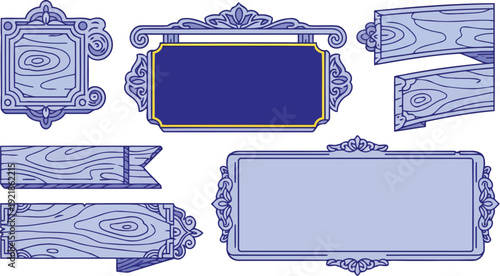 Suspended purple ribbon scrolls and majestic dark magical banners.