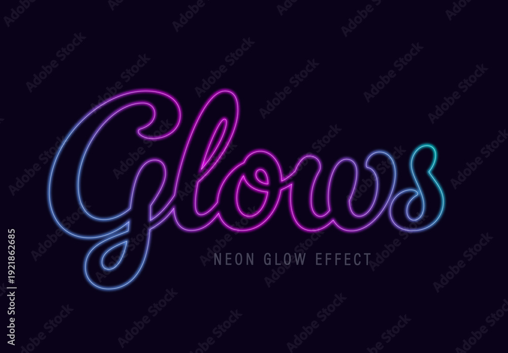 Glow In Cursive Script Neon Glow Text Effect Stock Template | Adobe Stock