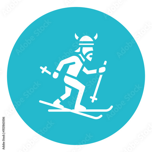 Viking Skiing Vector Icon