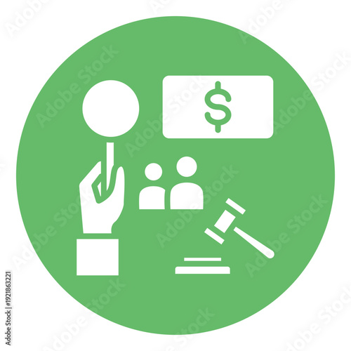 Auction Fundraiser Vector Icon