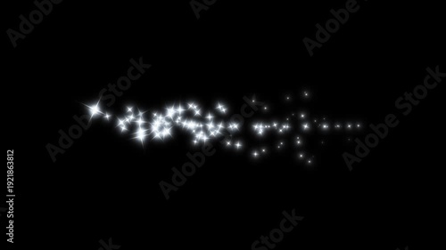 glitter sparkle shine stars line trail, white twinkling particles animation, glitter line stars, shining sparkle motion on black screen, fairy dust transition seamless loop 4k