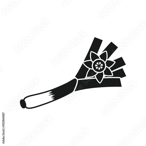 Leek and daffodil flower silhouette vector illustration for saint davids day celebration