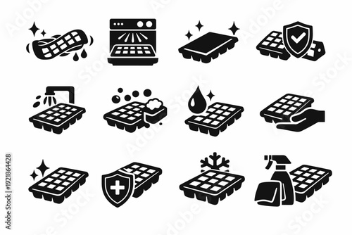Icon set simple vector ice hygiene image concept surface smooth cleanup generation