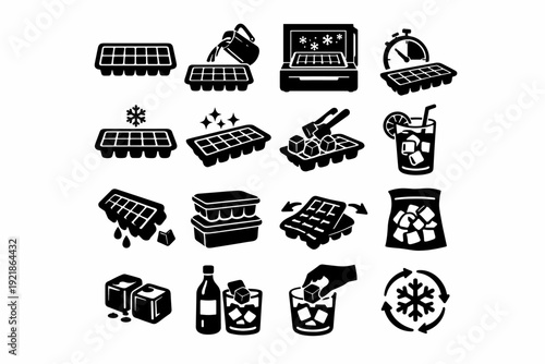 Concept tray daily kitchen routine organization prep ice icon freezing solution vector