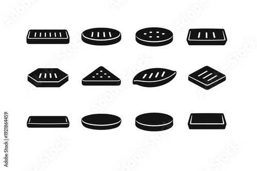 Clean vector square icon simple generation round soap plate variation shapes shape
