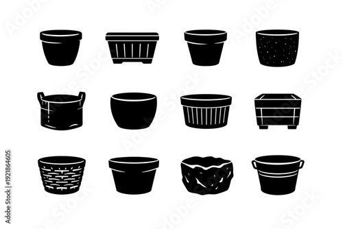Icons lightweight image vector generation icon container holder material planter pot simple